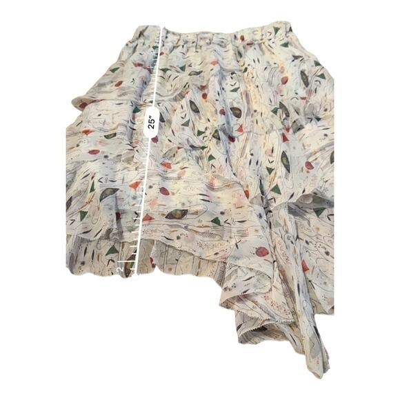 Isabel Marant Jeezon Gathered Asymmetrical Printed Silk Skirt in Erell Sz 42 - Picture 9 of 10